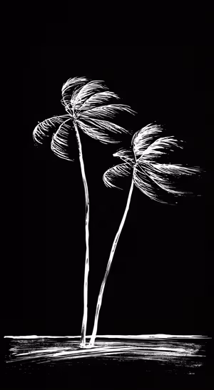 Minimalist White Flower Sketch — iPhone lock screen wallpaper