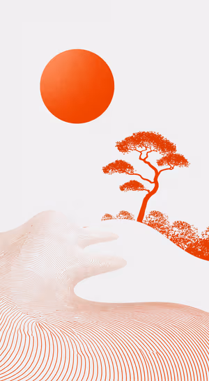 Vermilion Contour Landscape — iPhone lock screen wallpaper