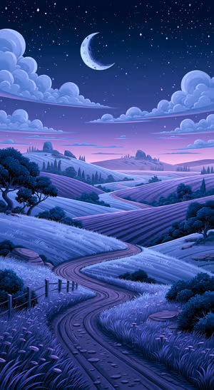 Moonlit Purple Countryside
