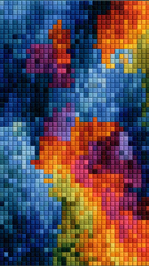 Glossy 3D mosaic tile grid in vibrant multicolor tones ultra hd 8K abstract background for iPhone