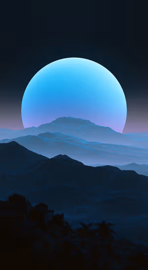 Midnight Orb Mountains — iPhone lock screen wallpaper