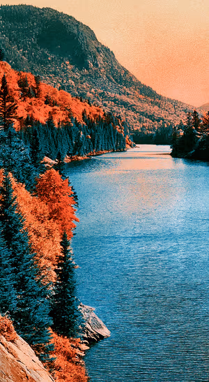 Retro Mountain Lake