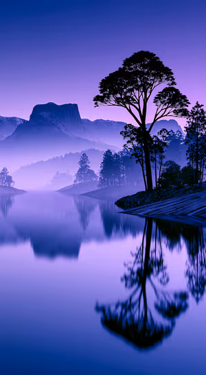 Violet Mountain Lake — iPhone lock screen wallpaper