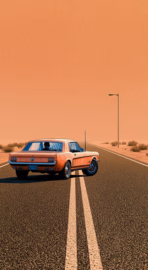 Retro Orange Muscle Car