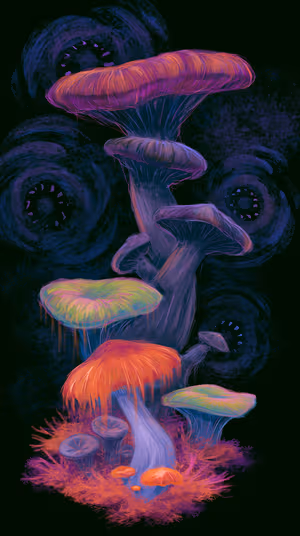 Bioluminescent Mushroom Tower