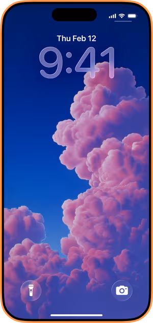 Wallpaper preview on iPhone 17 Pro Max running iOS 26 - dreamy pink clouds