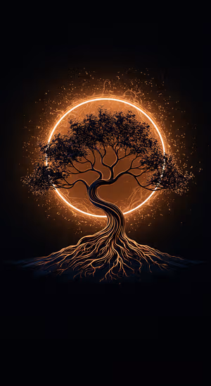 Mystical Amber Tree — iPhone lock screen wallpaper