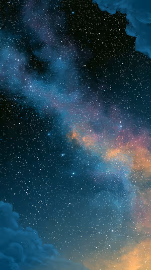 Ethereal nebula and starfield with teal, purple & orange tones and soft cloud edges ultra HD 8K background.