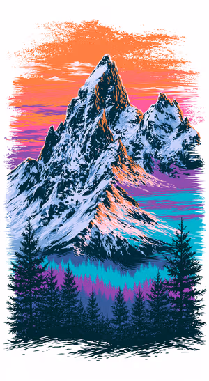 Neon Alpine Peak — iPhone lock screen wallpaper