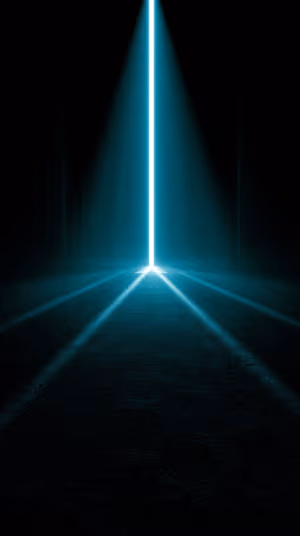 Futuristic neon portal beam centered on a dark cyan black background in a cyberpunk minimal aesthetic, ultra HD wallpaper.