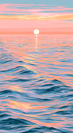 Abstract ocean waves centered on a pink and teal background in a pastel aesthetic