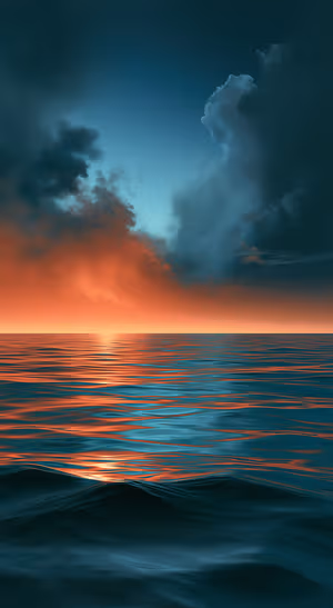Teal Ocean Sunset — iPhone lock screen wallpaper
