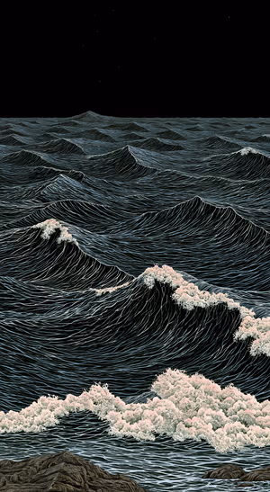 Midnight Ocean Waves — iPhone lock screen wallpaper