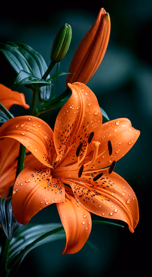 Dewy Orange Lily Macro