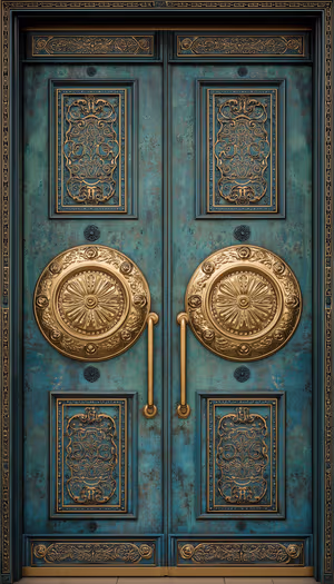 Gilded Teal Doors