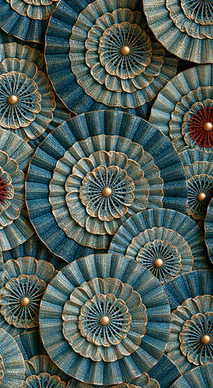 Teal Gold Ornate Flowers — iPhone lock screen wallpaper