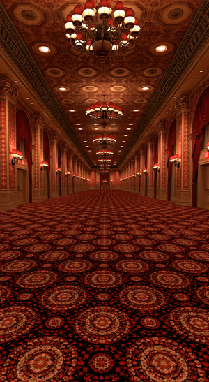 Ornate Red Hallway — iPhone lock screen wallpaper