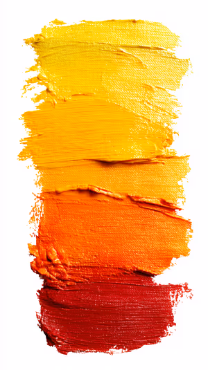 Textured minimalist paint blocks centered on a warm yellow to red background in a bold, abstract aesthetic.