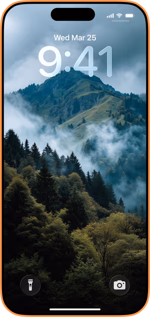 Wallpaper preview on iPhone 17 Pro Max running iOS 26 - Misty Teal Peak