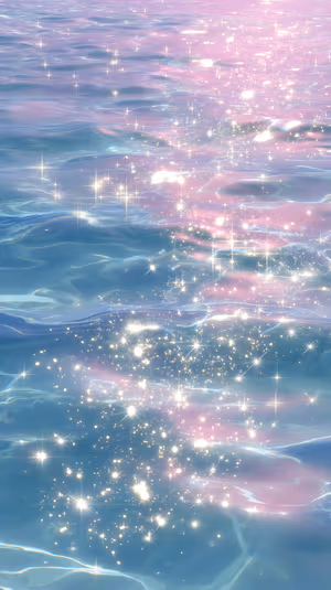 Dreamy pastel water with pink blue tones and star like sparkles, ultra HD background for iPhone lock screen.