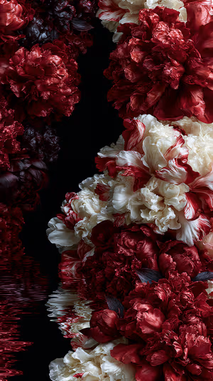 Crimson Cream Peonies