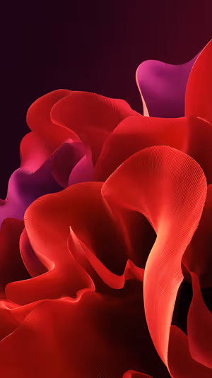 Abstract petal waves on deep red and magenta background with silky ribbed texture in an abstract aesthetic