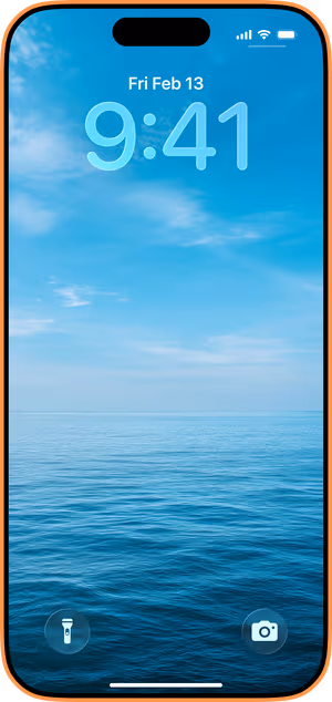 Wallpaper preview on iPhone 17 Pro Max running iOS 26 - Azure Horizon