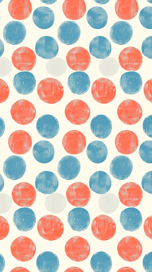Brushstroke polka dots (red, blue, light gray) on a creamy parchment background ultra HD 8K mobile background.