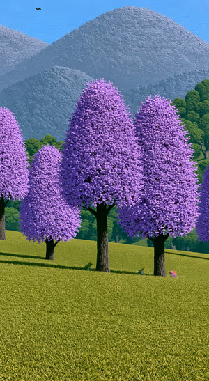 Dreamy Purple Flowering Trees — iPhone lock screen wallpaper
