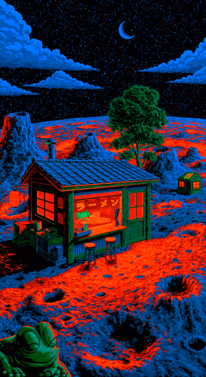 Neon Ramen Shack — iPhone lock screen wallpaper
