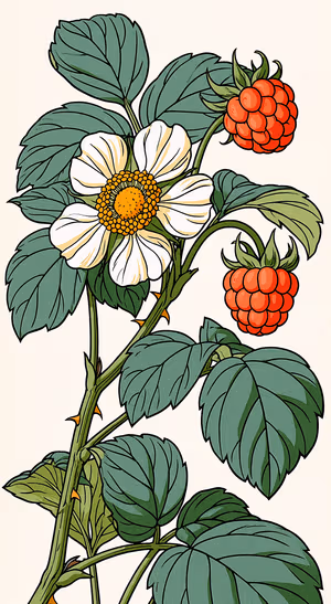 Vintage Raspberry Botanical — lock screen wallpaper
