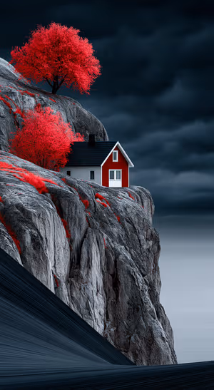 Crimson Cliffside House