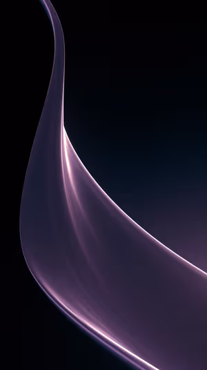 Minimalist abstract ribbon glowing on a deep purple to black background in a sleek, silky aesthetic.