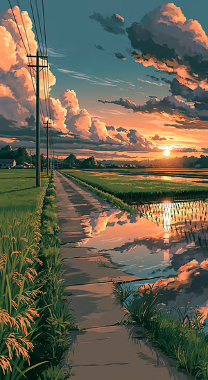 Golden Rice Fields — iPhone lock screen wallpaper
