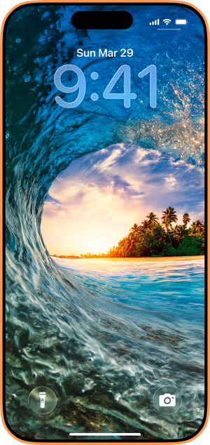 Wallpaper preview on iPhone 17 Pro Max running iOS 26 - Tropical Barrel View