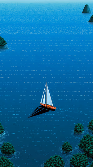 Teal Sailing Solitude
