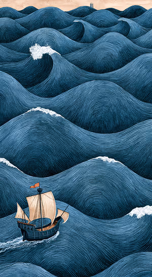 Vintage Teal Sailing Ship — lock screen wallpaper