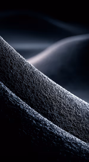 Minimalist macro sand dune ridge on a deep blue gray background with grainy texture, ultra HD 8K abstract aesthetic.