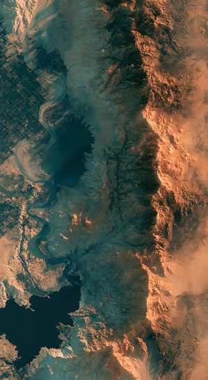 Teal Desert Topography — iPhone lock screen wallpaper