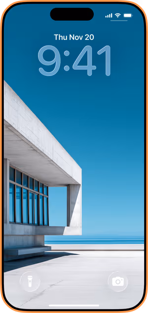 Wallpaper preview on iPhone 17 Pro Max running iOS 26 - Coastal Concrete