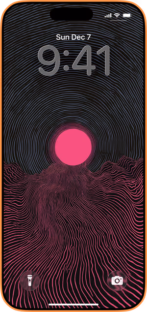 Wallpaper preview on iPhone 17 Pro Max running iOS 26 - Neon Horizon Contours