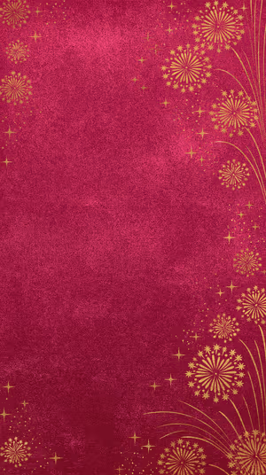 Ornamental starburst border on a rich magenta background with gold fireworks and sparkles ultra HD image