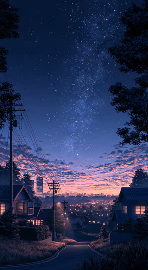 Starry Cityscape Milky Way — iPhone lock screen wallpaper