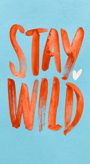 Coral Stay Wild Brush Lettering — iPhone lock screen wallpaper