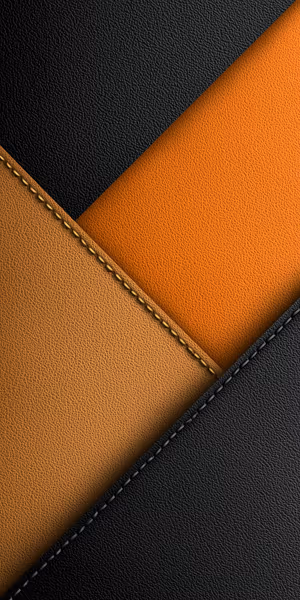 Textured stitched leather layers in black, orange and tan tones, ultra hd background for iPhone lock screen