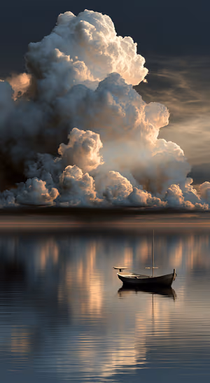 Storm Cloud Boat Reflection — iPhone lock screen wallpaper