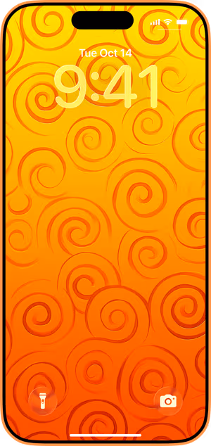 Wallpaper preview on iPhone 17 Pro Max running iOS 26 - Sunny Embossed Spiral