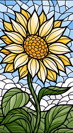 Stained Glass Sunflower — iPhone lock screen wallpaper