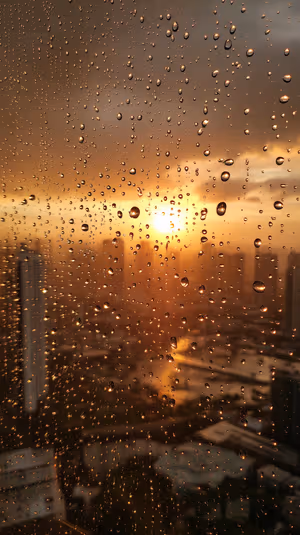 Golden Raindrop Sunset
