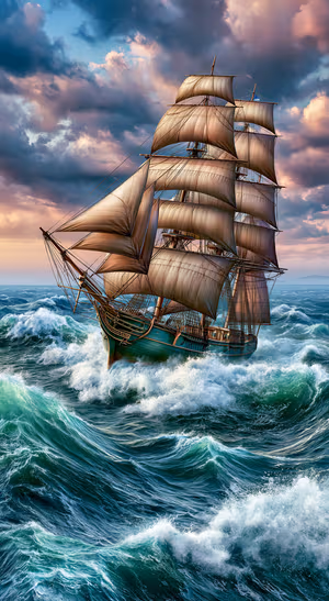 Stormbound Clipper — iPhone lock screen wallpaper